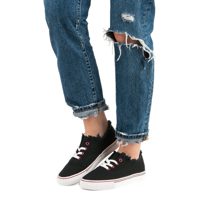 Czarne Tekstylne Trampki 1