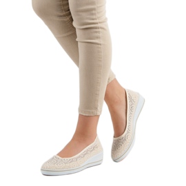 Ażurowe Buty Na Koturnie brązowe 2