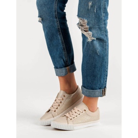 Niskie Trampki Z Siateczką brązowe 2