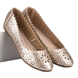 Ażurowe Baleriny VINCEZA żółte 1