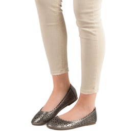 Ażurowe Baleriny VINCEZA szare 2