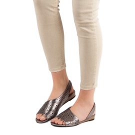 Ażurowe Sandały VINCEZA szare 2