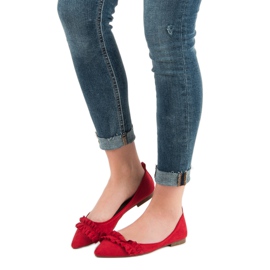 Corina Zamszowe Baleriny Z Falbanką czerwone 1