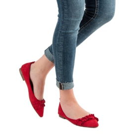 Corina Zamszowe Baleriny Z Falbanką czerwone 2