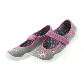 Befado kapcie buty dziecięce 114X325 wkładka Soft-B szare różowe 4