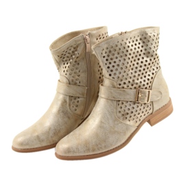 M.Daszyński Casualowe botki damskie SA142 złote brązowe żółte 2