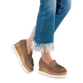 Corina Brązowe Mokasyny Na Koturnie 1