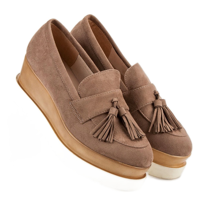 Corina Brązowe Mokasyny Na Koturnie 2