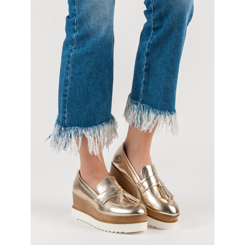 Corina Złote Mokasyny Na Koturnie złoty 1