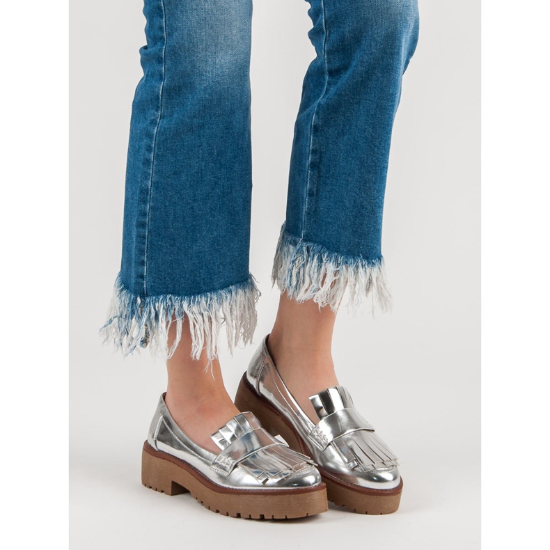 Corina Lakierowane Półbuty Mokasyny szare 1