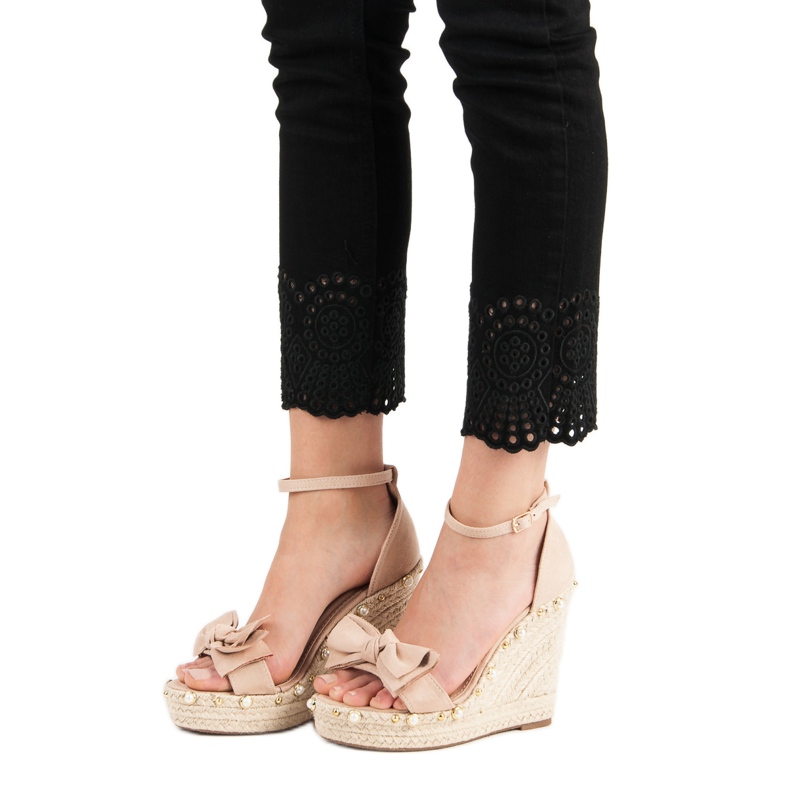 STEPHAN Sandały Espadryle Z Kokardką brązowe 2