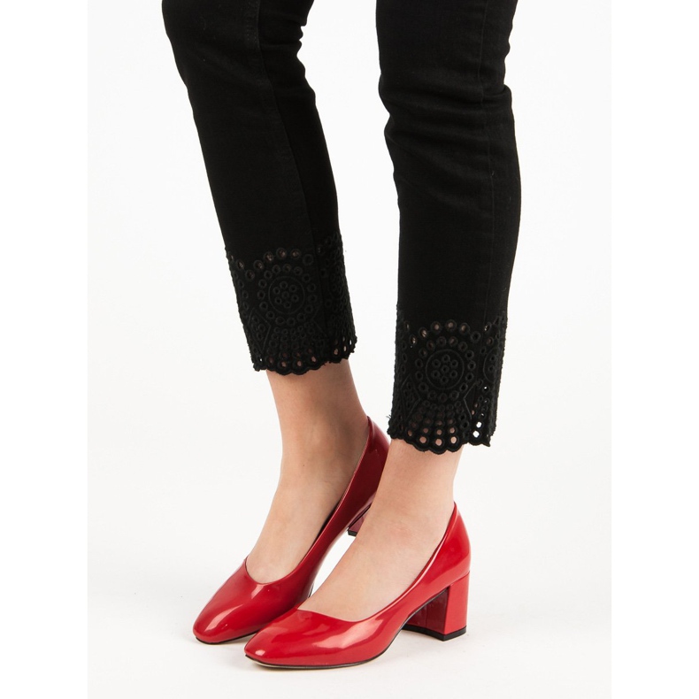 Diamantique Lakierowane Czółenka Na Słupku czerwone 1