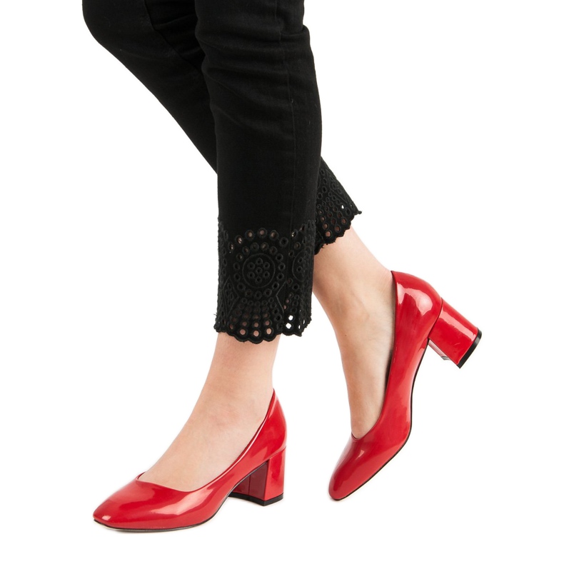 Diamantique Lakierowane Czółenka Na Słupku czerwone 2