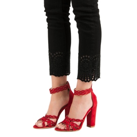 Laura Mode Czerwone Sandały Na Słupku 1