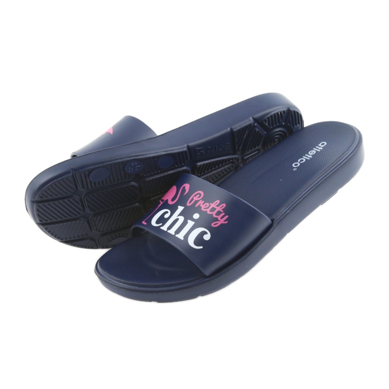 Klapki damskie Flamingi Atletico białe różowe granatowe 5