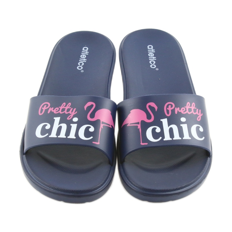 Klapki damskie Flamingi Atletico białe różowe granatowe 3