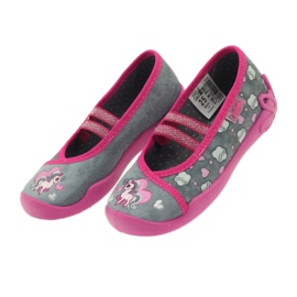 Befado obuwie dziecięce 116X238 szare różowe 4