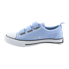 Trampki buty dziecięce na rzepy American Club blue LH49 białe niebieskie 2