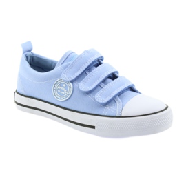 Trampki buty dziecięce na rzepy American Club blue LH49 białe niebieskie 1