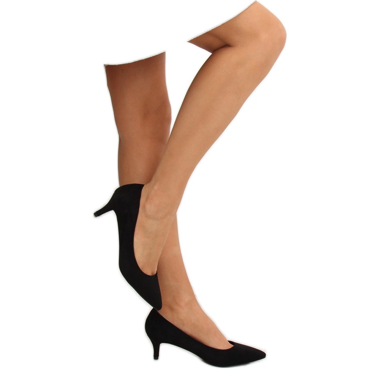 Czółenka na niskim obcasie czarne 123-2 Black 1