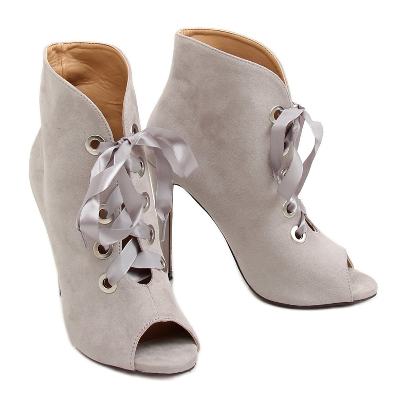 Botki z odkrytymi palcami szare 680-32 Grey 1