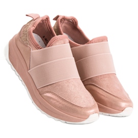 Ideal Shoes Wygodne Wsuwane Trampki różowe 2