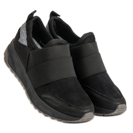 Ideal Shoes Wygodne Wsuwane Trampki czarne 1