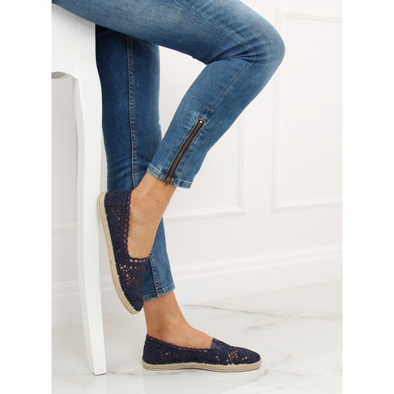 Espadryle koronkowe granatowe JX1020 Navy 2