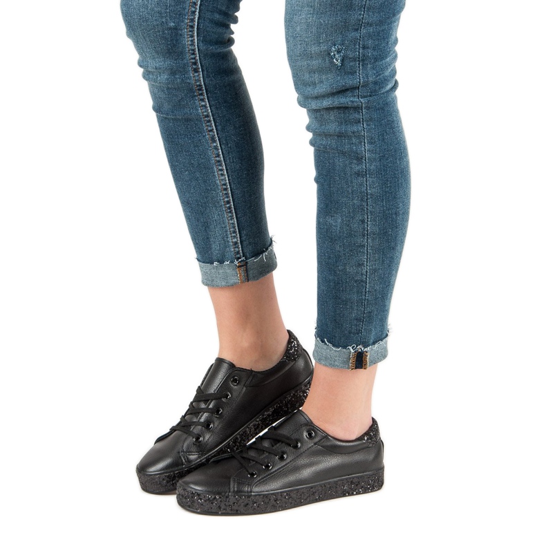 Trampki Z Brokatową Podeszwą czarne 2