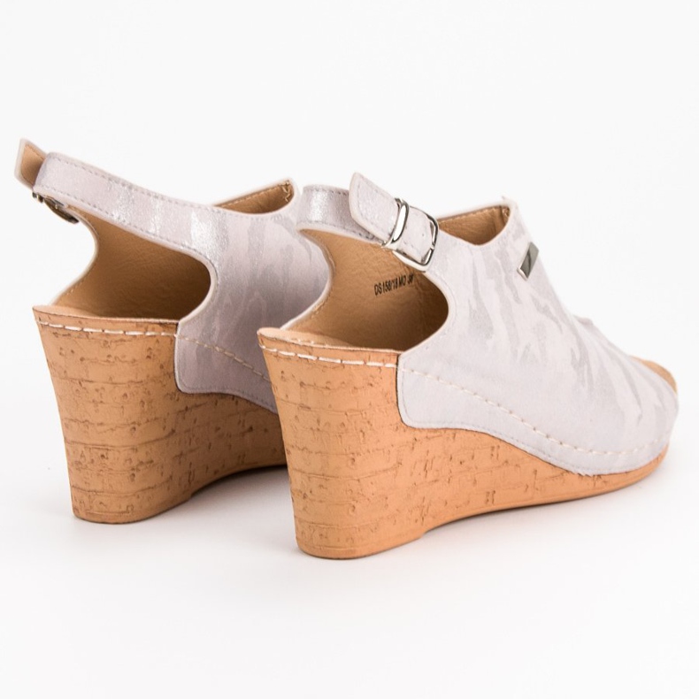 Filippo Sandały Na Koturnie Ze Wzorem różowe 1