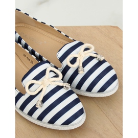Slip-on w paski biało-granatowe H8-105 DK.BLUE białe 1