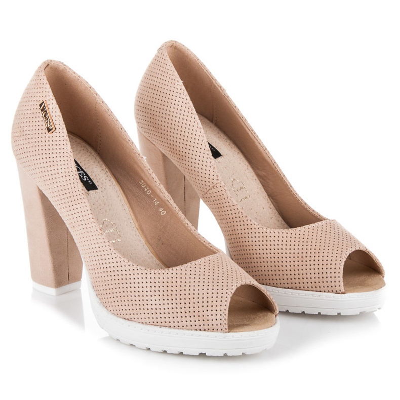 Vices Zamszowe Czółenka Open Toe brązowe 1