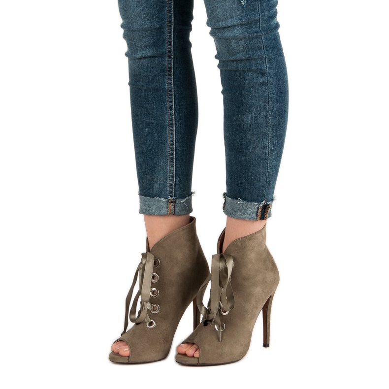 Bestelle Wiązane Botki Open Toe zielone 1