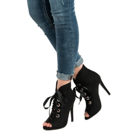 Bestelle Wiązane Botki Open Toe czarne 2