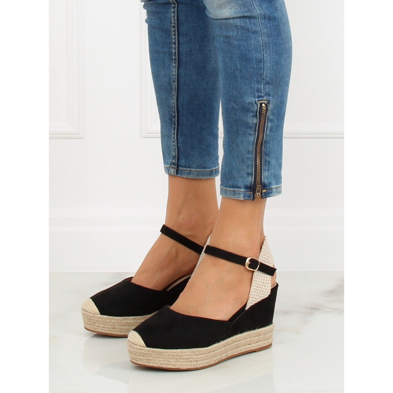 Espadryle na koturnie czarne T331P Black 2