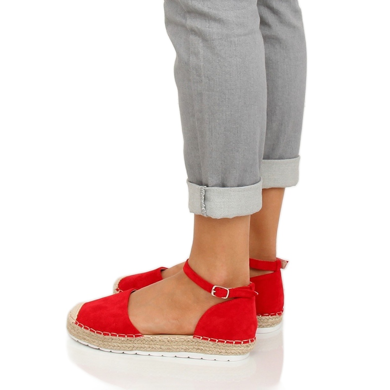 Espadryle damskie czerwone JH85 Red 2