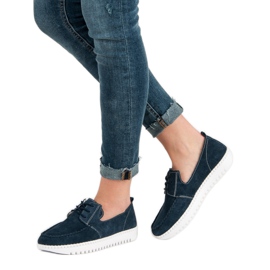 Filippo Sznurowane Skórzane Mokasyny niebieskie granatowe 1