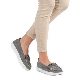 Filippo Modne Skórzane Mokasyny szare 2