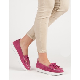 Filippo Modne Skórzane Mokasyny różowe 1