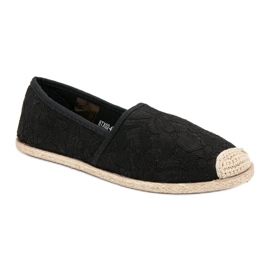 Czarne Koronkowe Espadryle 1