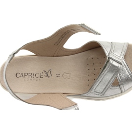 Caprice sandały buty damskie skórzane srebrne szare 7