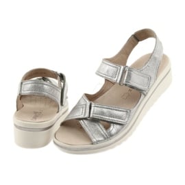 Caprice sandały buty damskie skórzane srebrne szare 5
