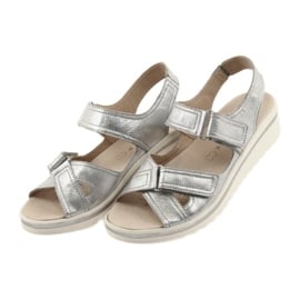 Caprice sandały buty damskie skórzane srebrne szare 4