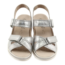 Caprice sandały buty damskie skórzane srebrne szare 3