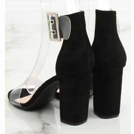 Sandałki z przezroczystymi paskami czarne B4-0218H Black 1