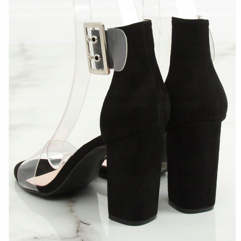 Sandałki z przezroczystymi paskami czarne B4-0218H Black 1