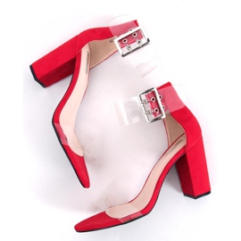 Sandałki z przezroczystymi paskami czerwone B4-0218H Red 1
