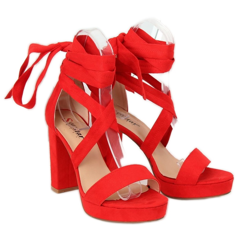 Sandałki na platformie czerwone NC805 Red 2