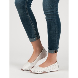 Filippo Ażurowe Skórzane Baleriny białe 1