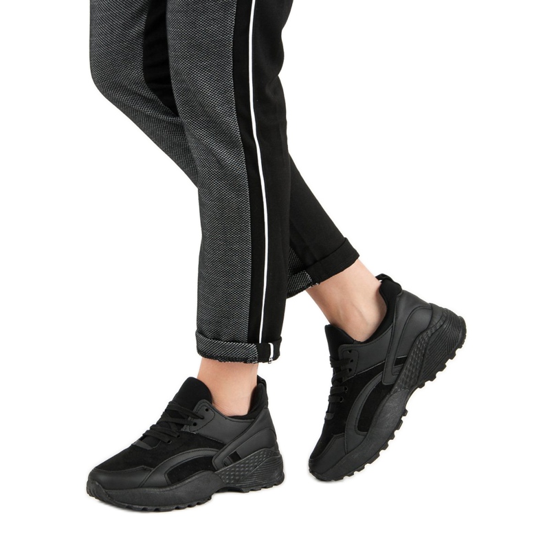 Small Swan Czarne Sneakersy Na Platformie 1